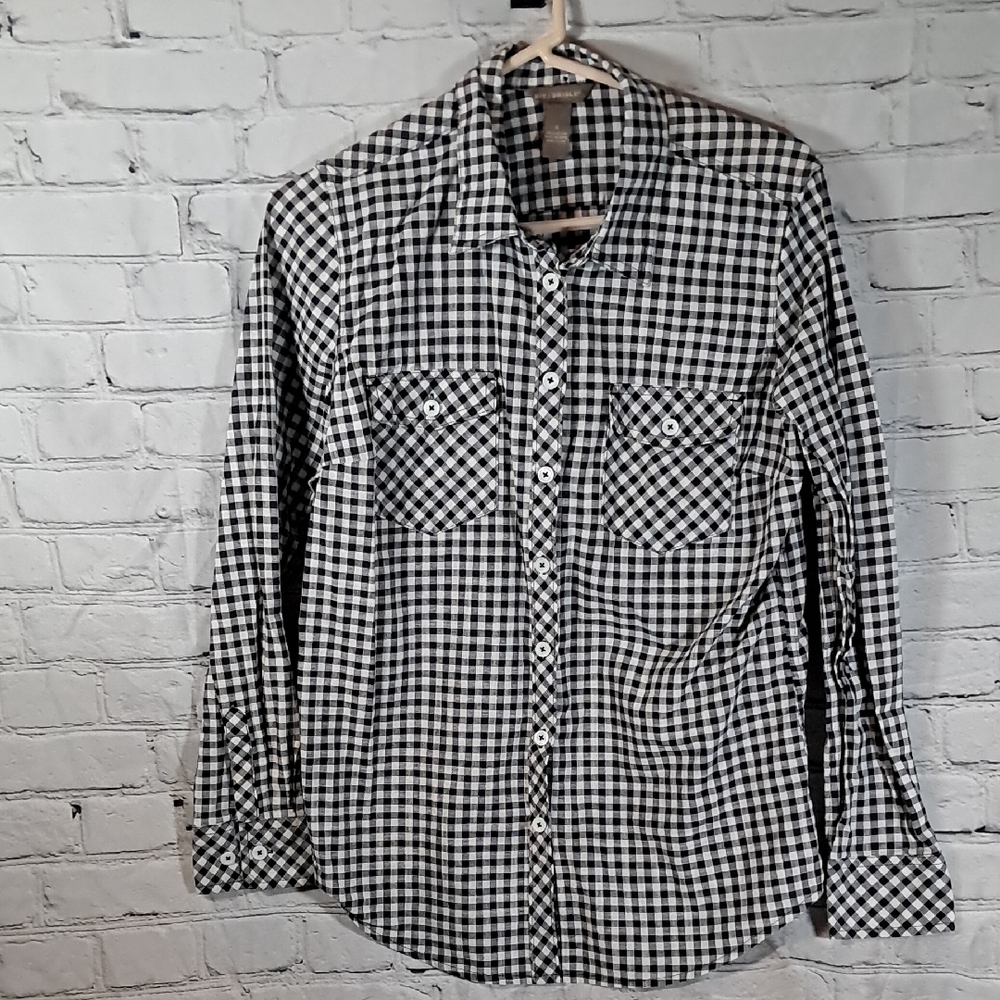 Men's Black and White Checkered Shirt